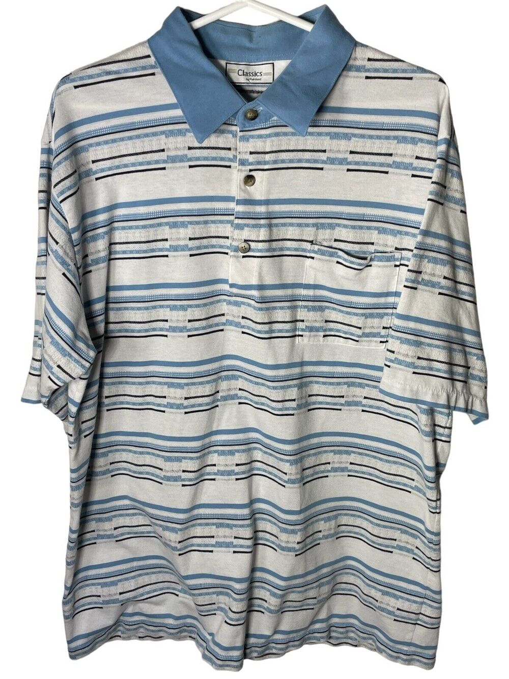 Classics by Palmland Men’s 2XL Blue and White Short Sleeve Polo